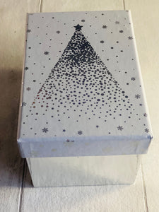 Small Christmas Gift Box - Silver & White